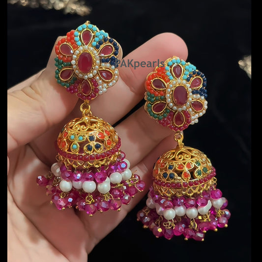 Multicolor Nauratan Jhumki Earrings - AY07