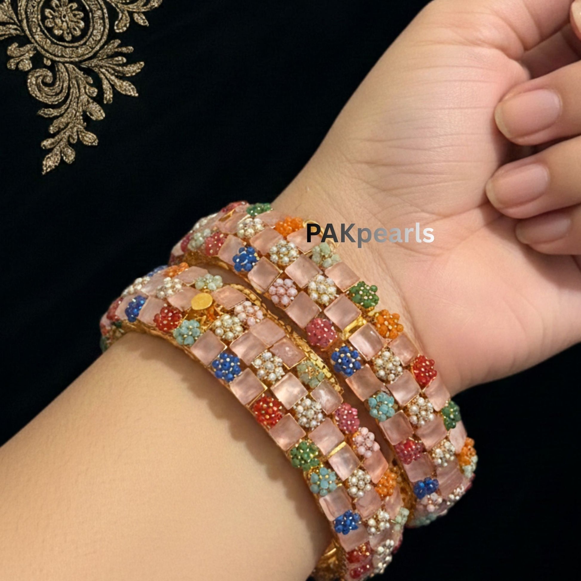 Openable screw-lock mechanism on traditional Indian style bangle ensuring a secure and comfortable fit.