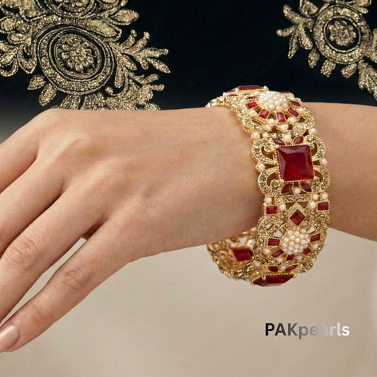 Nauratan Bangles Set with Stones & Pearls
