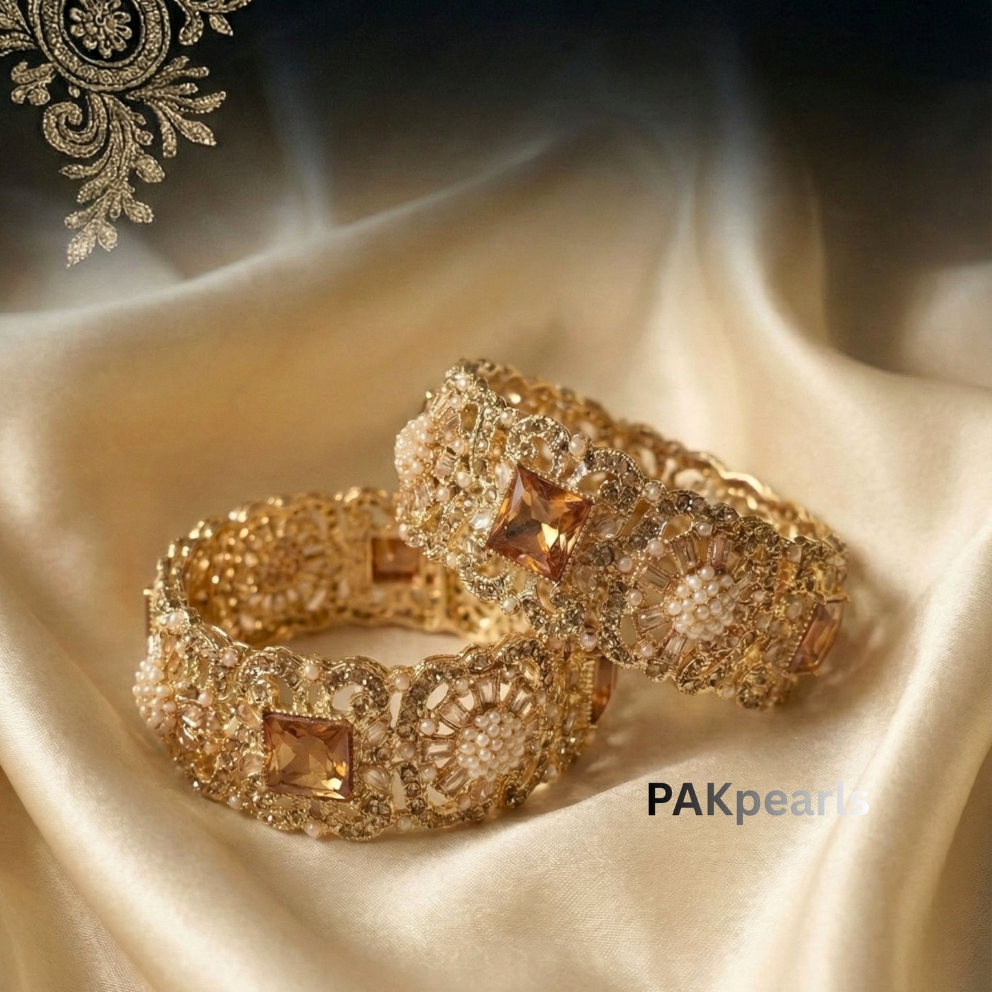 Nauratan Bangles Set with Stones & Pearls