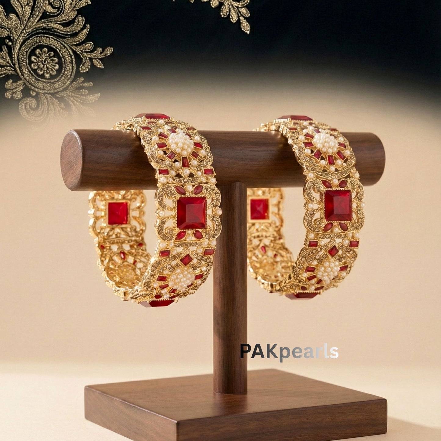 Nauratan Bangles Set with Stones & Pearls