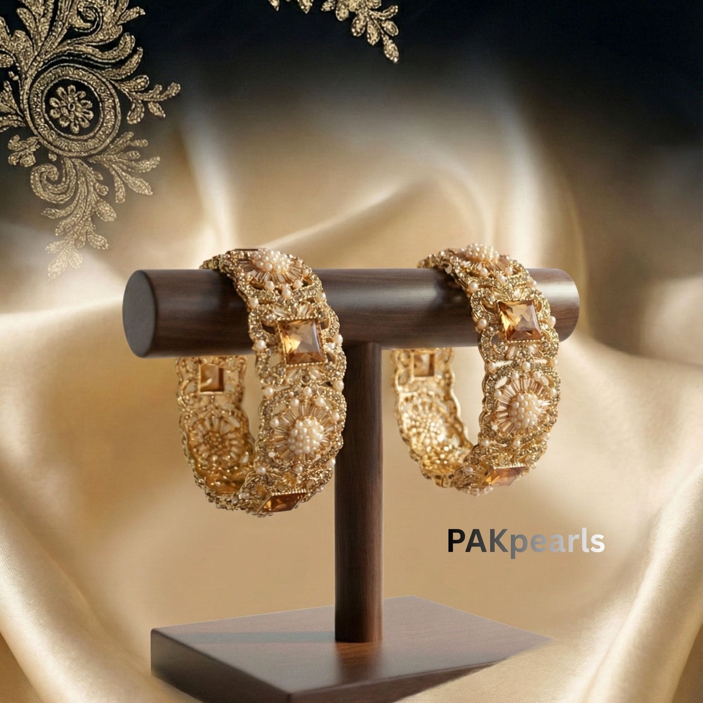 Nauratan Bangles Set with Stones & Pearls